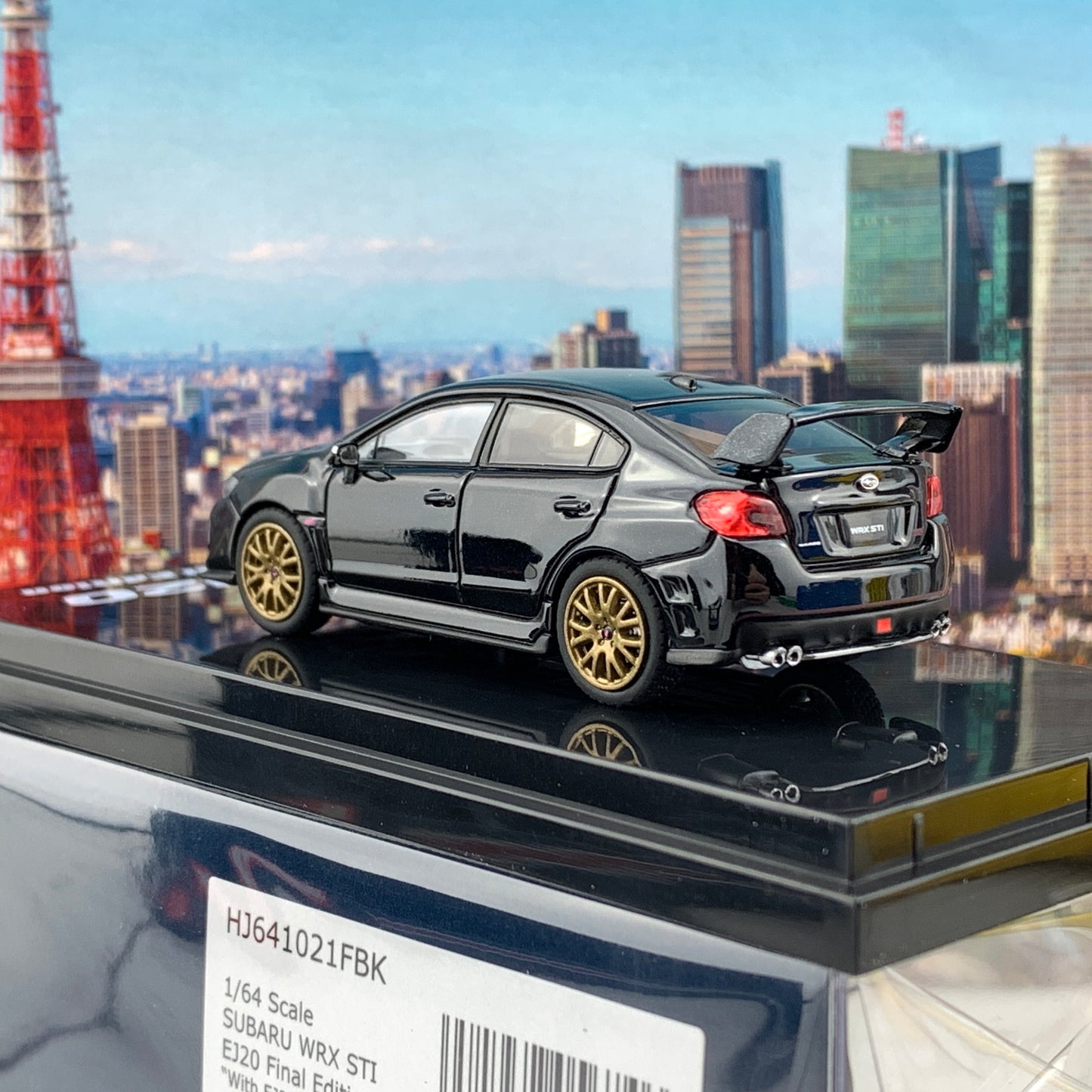 HOBBY JAPAN 1/64  SUBARU WRX STI EJ20 Final Edition with EJ20 Engine Display Model Black HJ641021FBK