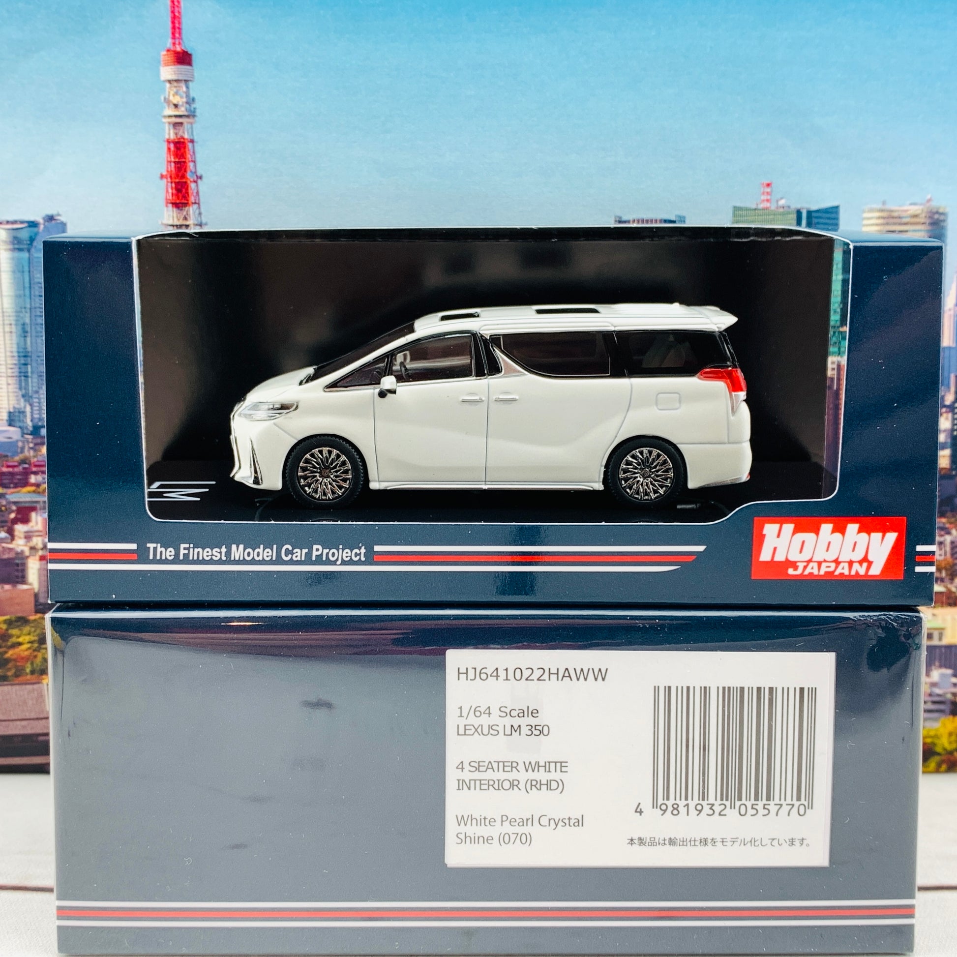 HOBBY JAPAN 1/64 LEXUS LM 350 4 SEATER WHITE with WHITE INTERIOR (RHD) HJ641022HAWW