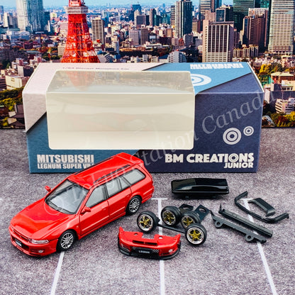 BM Creations JUNIOR 1/64 Mitsubishi Legnum VR4 RED RHD with Extra Wheels, Lowering Parts 64B0154