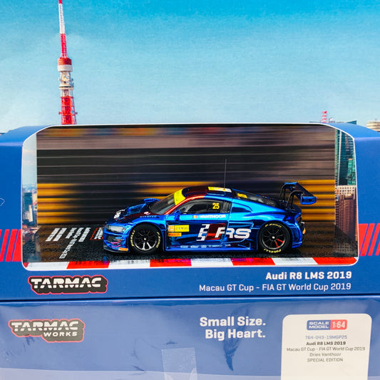 Tarmac Works 1/64 Audi R8 LMS 2019 Macau GT Cup FIA GT World Cup 2019 #25 - Macau GP 2020 Special Edition - HOBBY64 T64-013-19MGP25