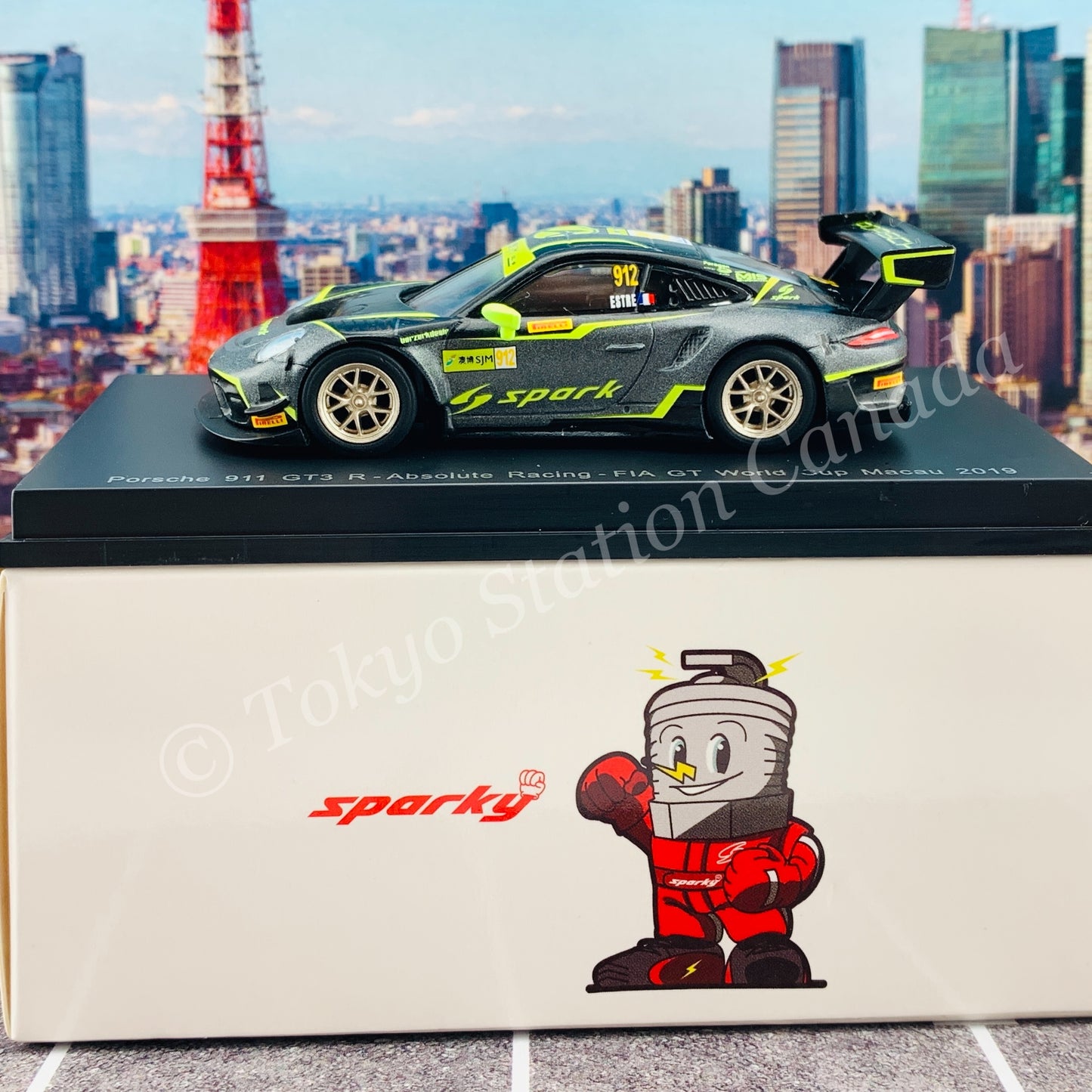 Sparky 1/64 PORSCHE 911 GT3 R NO.912 ABSOLUTE RACING FIA GT WORLD CUP MACAU 2019 KÉVIN ESTRE Y171