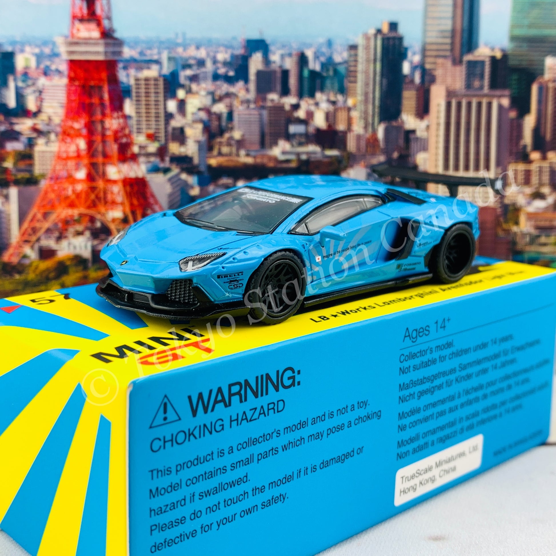 MINI GT 1/64 LB★WORKS Lamborghini Aventador Light Blue RHD MGT00057-R