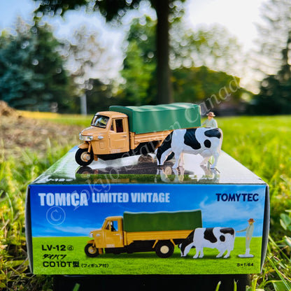 TOMYTEC Tomica Limited Vintage 1/64 Daihatsu CO10T (brown) with figure LV-12d