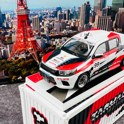 TARMAC WORKS 1/64 HOBBY64 Toyota Hilux Revo One Make Race with Container T64-041-GR