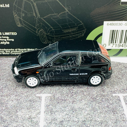 BM CREATIONS JUNIOR 1/64 Suzuki Swift 1989 BLACK LHD with Extra Wheels, Lowering Parts 64B0030