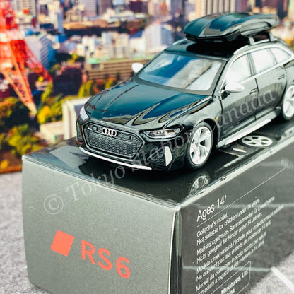 MINI GT 1/64 Audi RS 6 Avant  Mythos Black Metallic w/ Roof Box LHD MGT00257-L