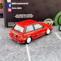 BM CREATIONS JUNIOR 1/64 Toyota 1988 Starlet Turbo S EP71 Red LHD with Extra Wheel and Lowering Parts Set 64B0127