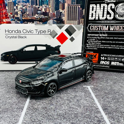 MINI GT 1/64 Honda Civic Type R (FK8) Crystal Black LHD with BNDS BC26404-GM wheels