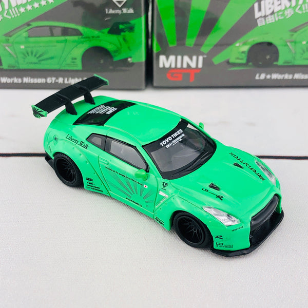 MINI GT LIBERTYWALK LB★WORKS Nissan GTR (R35) Light Green LHD PHILIPPI ...