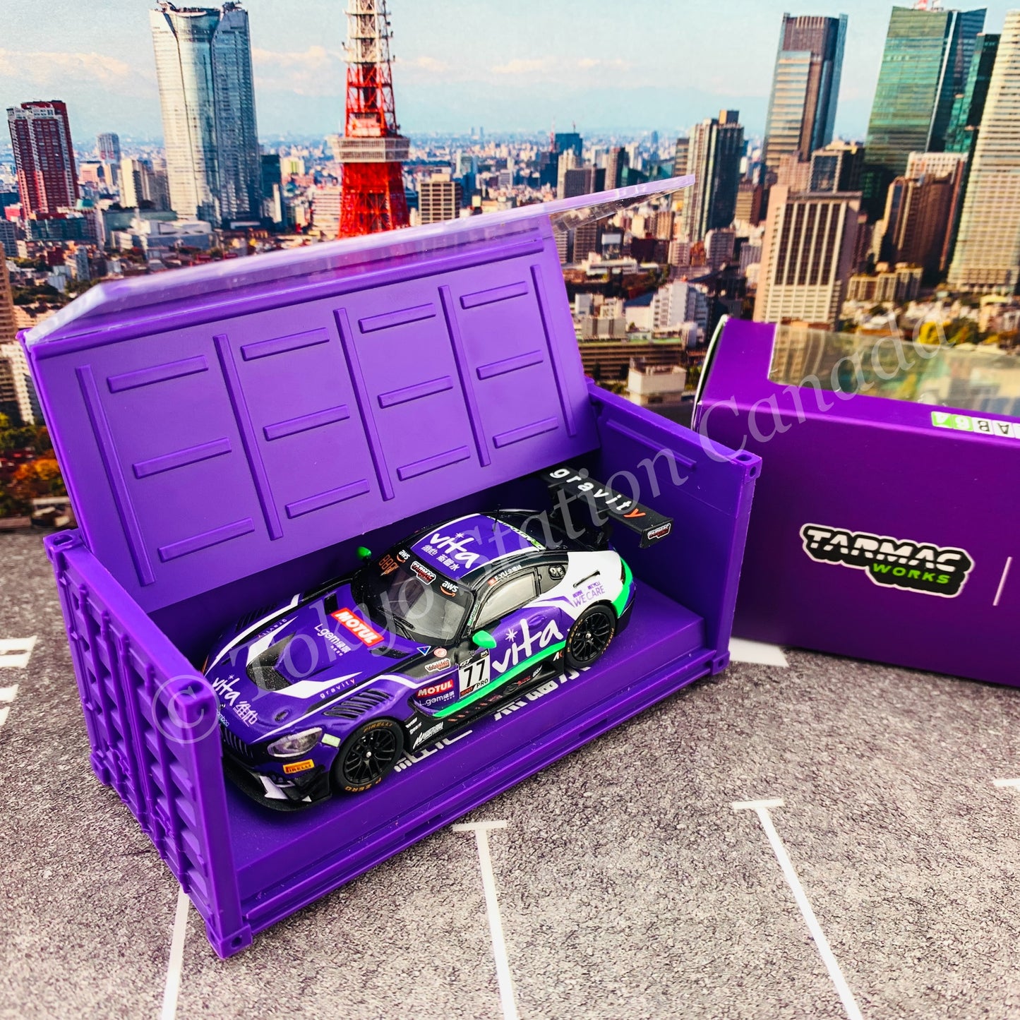 Tarmac Works 1/64 COLLAB64 Mercedes-AMG GT3 GT World Challenge Asia ESPORTS Championship 2020 Frank Yu (With Container) T64-008-WATER