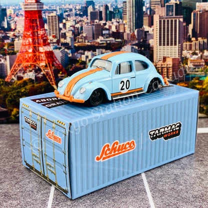 Tarmac Works x Schuco COLLAB64 1/64 Volkswagen Beetle  Blue/Orange Low Ride Height T64S-006-GF