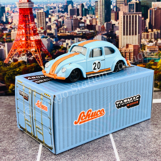Tarmac Works x Schuco COLLAB64 1/64 Volkswagen Beetle  Blue/Orange Low Ride Height T64S-006-GF
