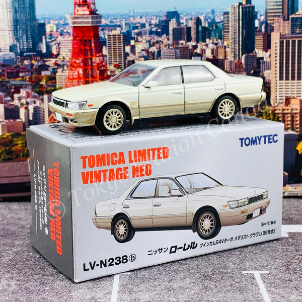 Tomytec Tomcia Limtied Vintage Neo 1/64 Nissan Laurel Twin Cam 24V Turbo Medalist Club L (White / Gold)  LV-N238b