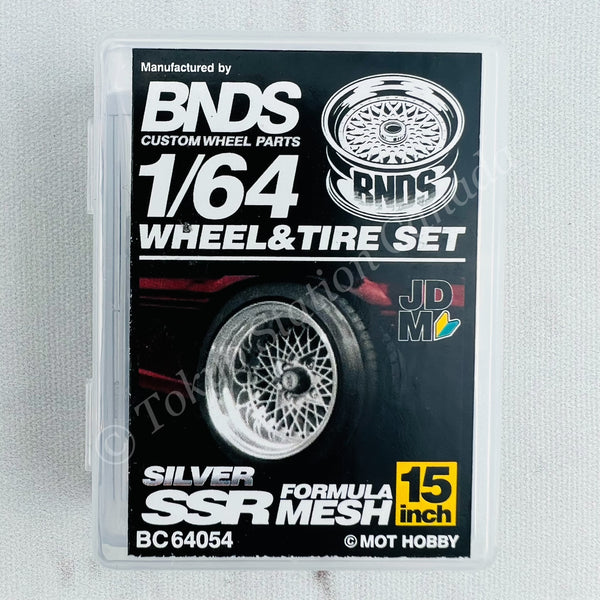 BNDS 1/64 Alloy Wheel & Tire Set SSR Formula Mesh SILVER BC64054