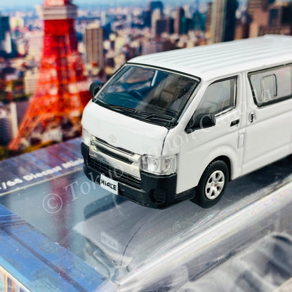 BM CREATIONS JUNIOR 1/64 Toyota 2015 Hiace KDH200V WHITE RHD with Extra Wheels, Lowering Parts and Body Kit 64B0142