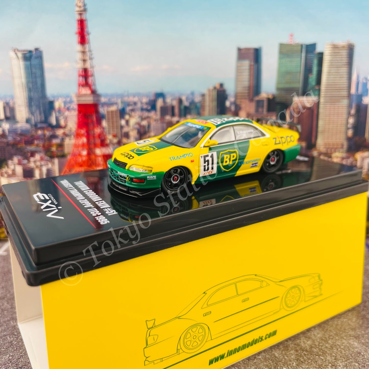 INNO64 1/64 TOYOTA CORONA EXIV #51 "OBJECT T TRAMPIO ZIPPO" JTCC 1995 IN64-EXIV-BP