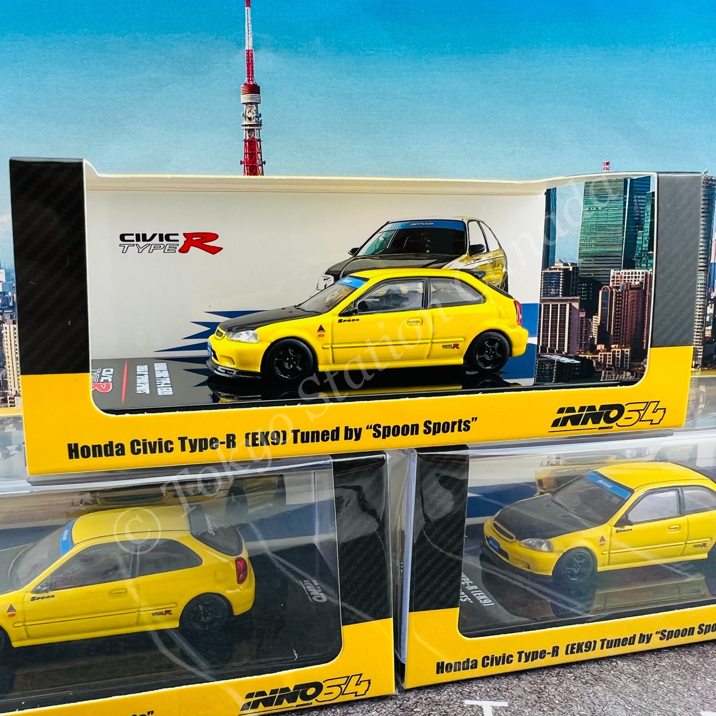 INNO64 1/64 HONDA CIVIC Type-R EK9 Yellow Tuned by Spoon Sports IN64-EK9-YLSP