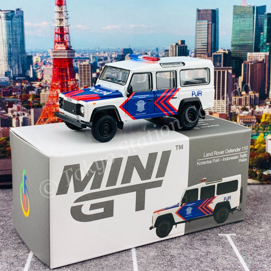 MINI GT 1/64 Land Rover Defender 110 Korlantas (Indonesia National Traffic Police) EMS Exclusive MGT00157-R