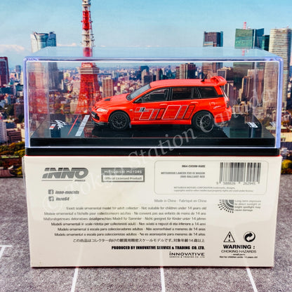 INNO64 1/64 MITSUBISHI LANCER EVOLUTION IX WAGON 2005 RALLIART Red IN64-EVO9W-RARE