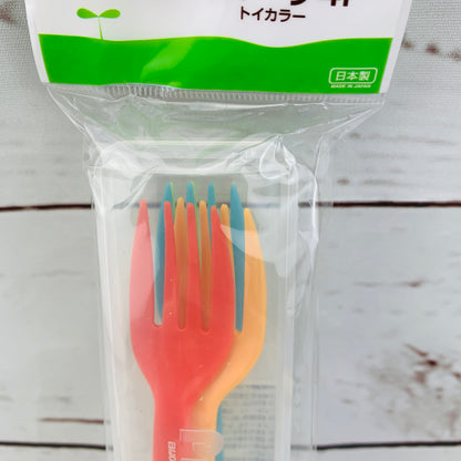 inomata Picnica plastic fork 4pk with storage case