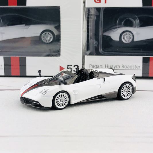 MINI GT Pagani Huayra Roadster RHD White/Black Stripe Hong Kong Exclusive MGT00053-R
