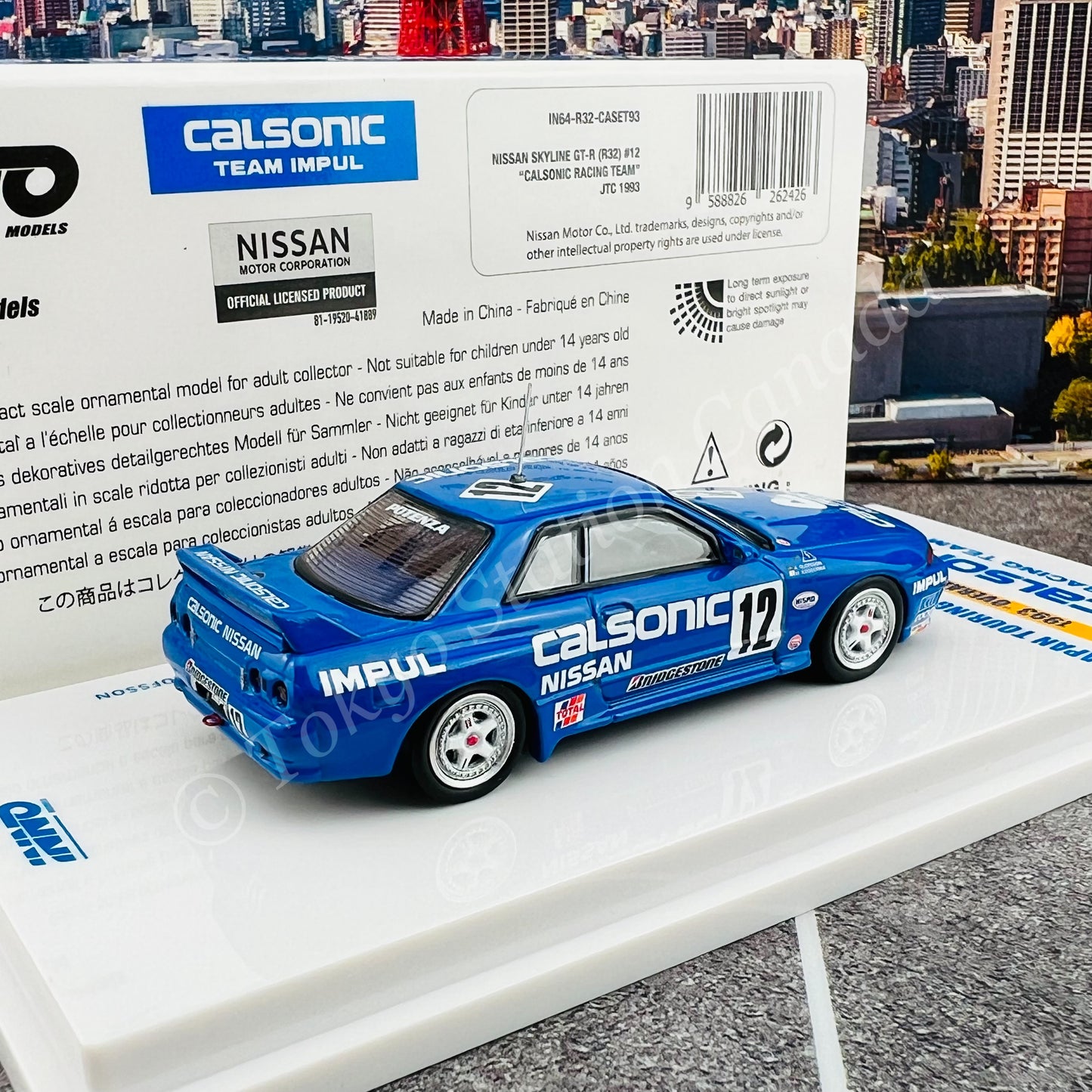 INNO64 1/64 NISSAN SKYLINE GTR (R32) #12 CALSONIC RACING TEAM JTC 1993 CHAMPION  IN64-R32-CASET93