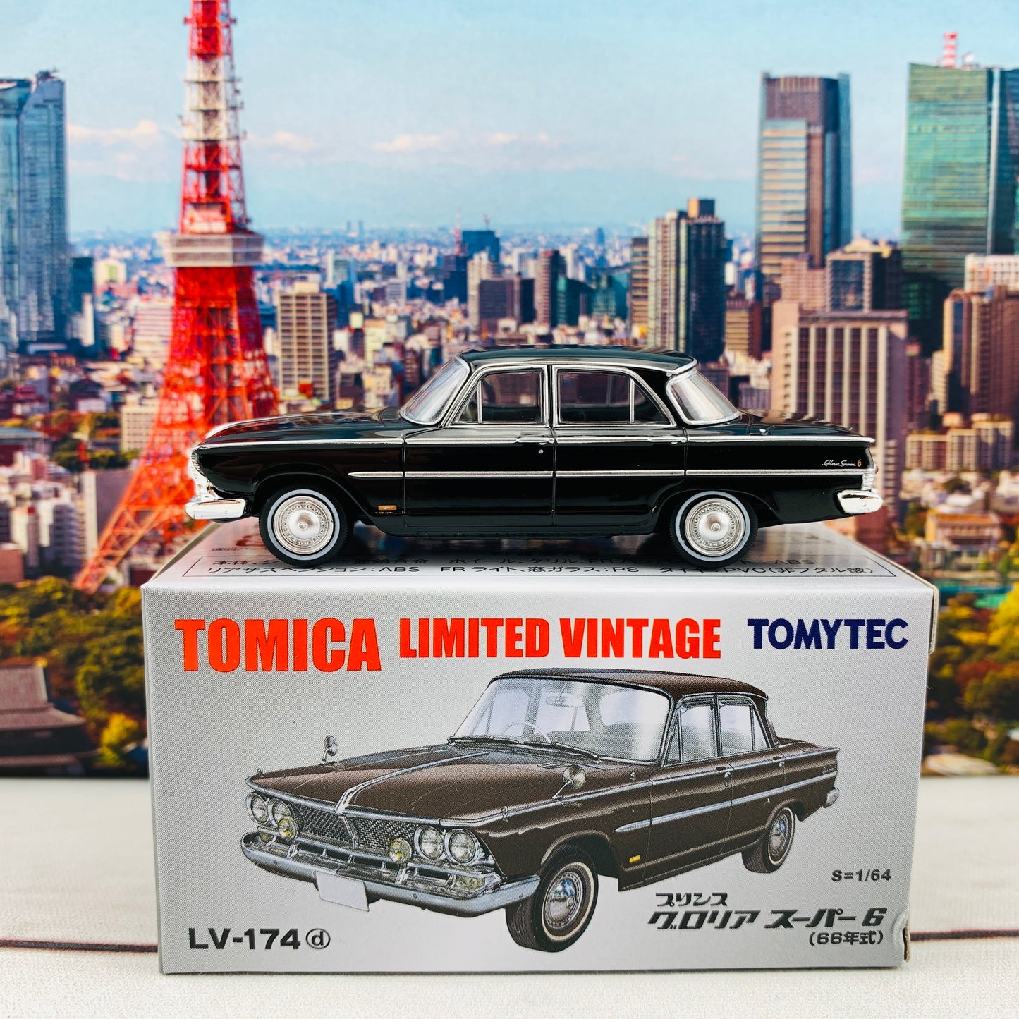 Tomytec Tomica Limited Vintage 1/64 Prince Gloria Super 6 (Black) 1966 LV-174d