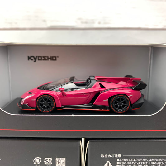 KYOSHO 1/64 Lamborghini Veneno Roadster Magenta/Red Line KS07040A3