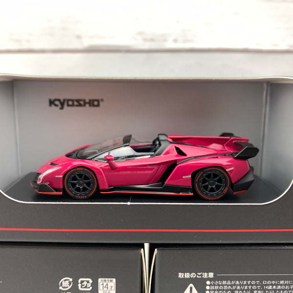 KYOSHO 1/64 Lamborghini Veneno Roadster Magenta/Red Line KS07040A3