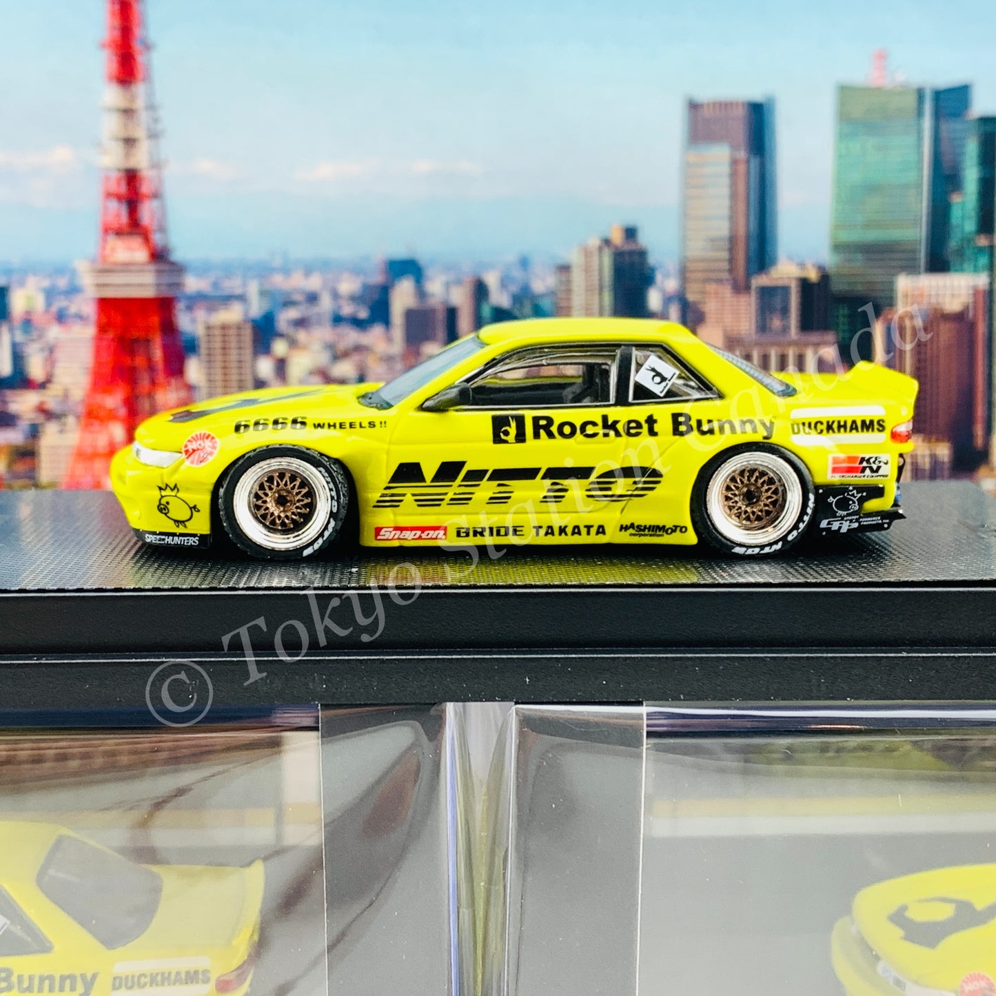 INNO64 1/64 NISSAN SILVIA S13 V2 PANDEM / ROCKET BUNNY  Light Yellow  IN64-S13V2-LIY