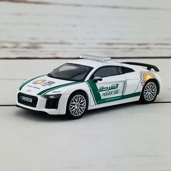 Tarmac Works GLOBAL64 Model Car - Audi R8 V10 Plus Police Protect and Tarmac Works GLOBAL64 Model Car - Audi R8 V10 Plus Police Protect and