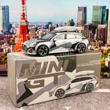 MINI GT 1/64 Audi RS 6 Avant  Silver Digital Camouflage w/ Roof Box CLDC Edition LHD MGT00256-L