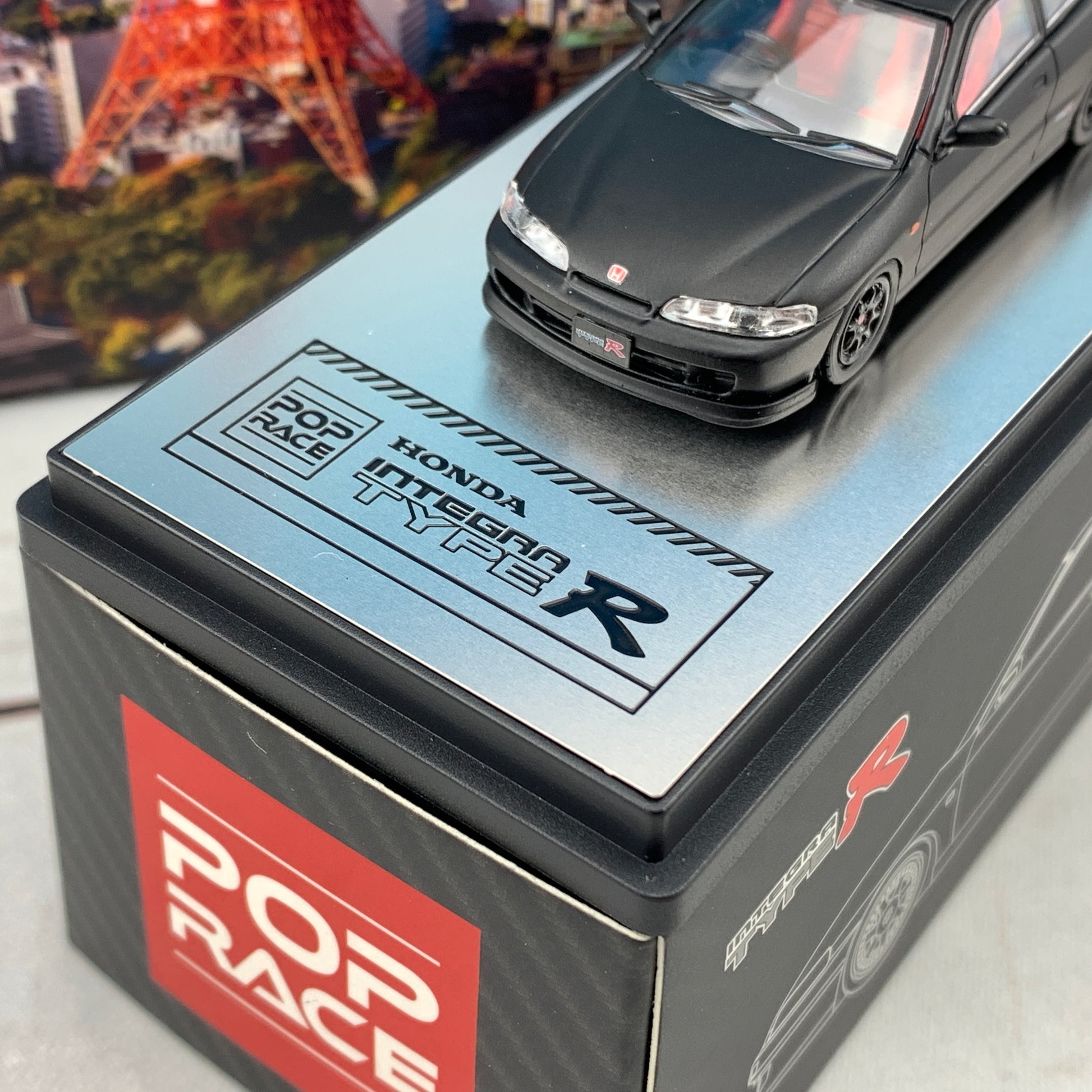 POP RACE x INNO 1/64 Honda Integra DC2 Type R Matt Black Edition PR64-DC-SB