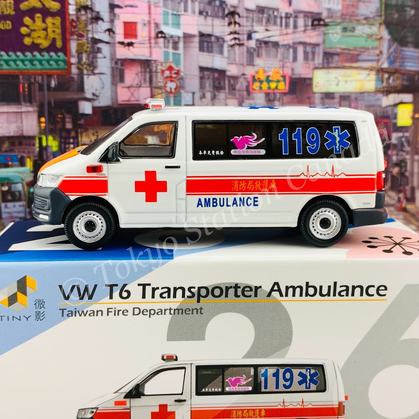 TINY 微影 26 VW T6 Transporter Ambulance Taiwan Fire Department ATC64560