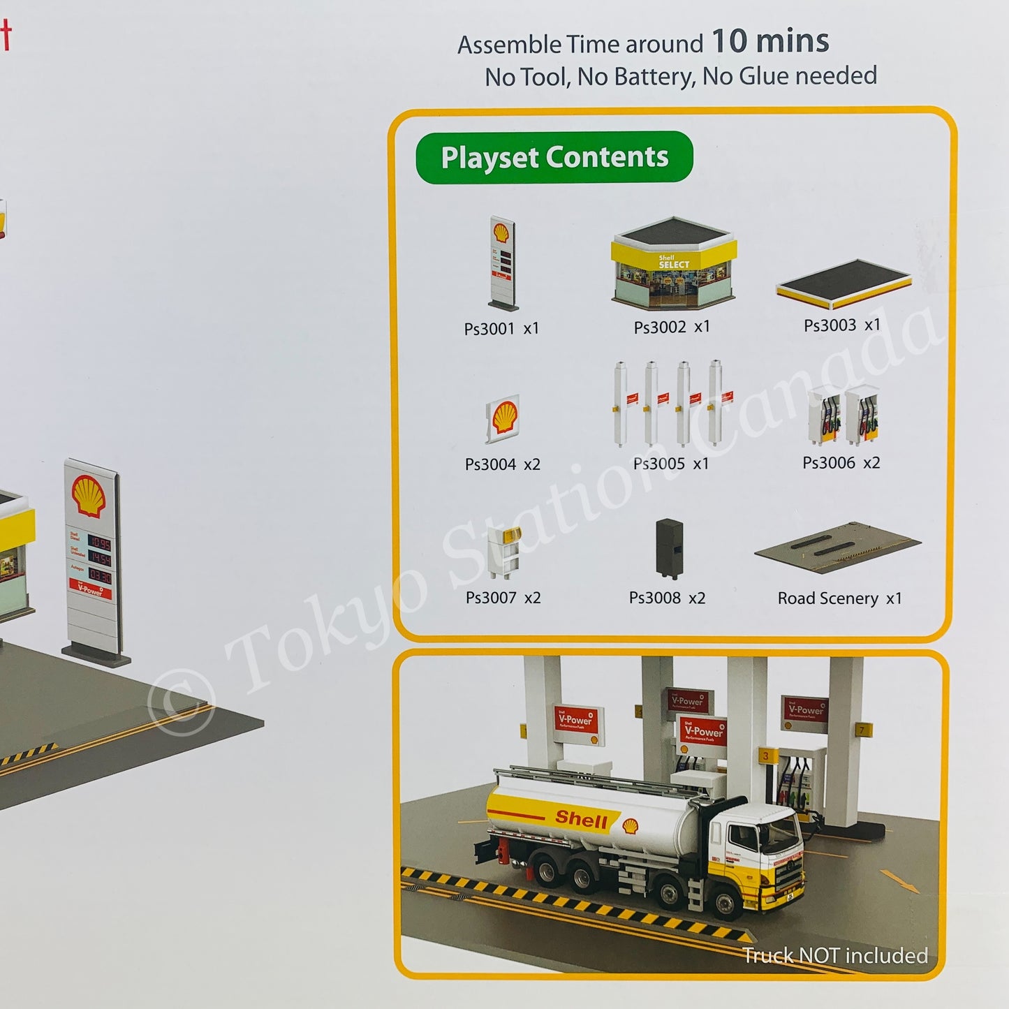 Tiny 微影 Hong Kong Shell Petrol Station Diorama Playset with Shell Figure Set Ps3
