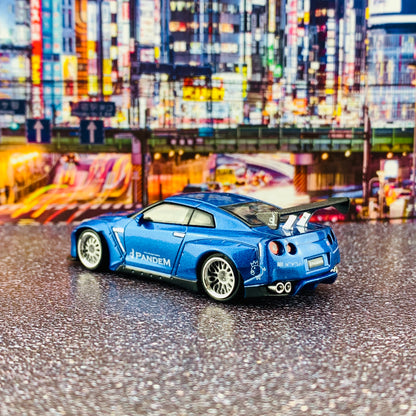 MINI GT 1/64 Pandem Nissan GTR R35 GT Wing Metallic Blue Japan Exclusive RHD MGT00096-R