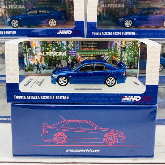 NNO64 1/64 Toyota Altezza RS200 Z-Edition with extra wheels set and carbon hood water slide decals IN64-RS200-BLU
