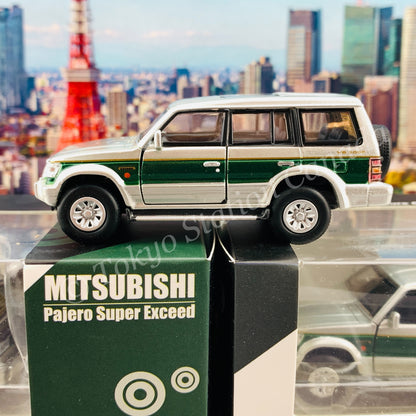 BM CREATIONS JUNIOR 1/64 Mitsubishi Pajero Super Exceed Silver with Green Stripe LHD 64B0020