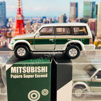 BM CREATIONS JUNIOR 1/64 Mitsubishi Pajero Super Exceed Silver with Green Stripe LHD 64B0020