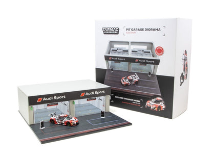 Tarmac Works 1/64 Pit Garage Diorama - Audi Sport - DIORAMA64 T64D-001-AS Includes T64-007-18BGTA5 Audi R8 LMS Blancpain GT Series Asia 2018 