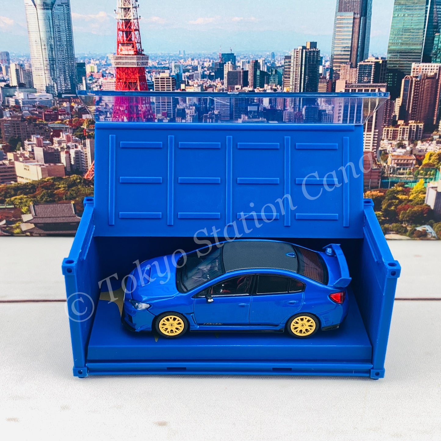 Tarmac Works 1/64 Subaru WRX STI EJ20 Final Edition (S208) Blue with Container T64-016-FE