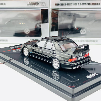 INNO64 MERCEDES-BENZ 190E 2.5-16 EVO II Black With Extra Wheels IN64-190E-BLA