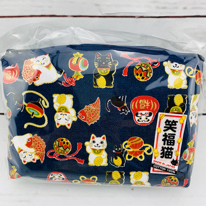 Smile Lucky Cat 笑福貓 Zipper Pouch 303-583 Beige