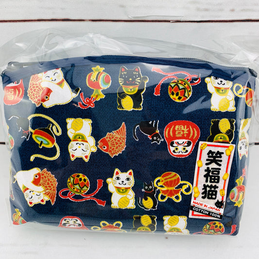 Smile Lucky Cat 笑福貓 Zipper Pouch 303-583 Beige