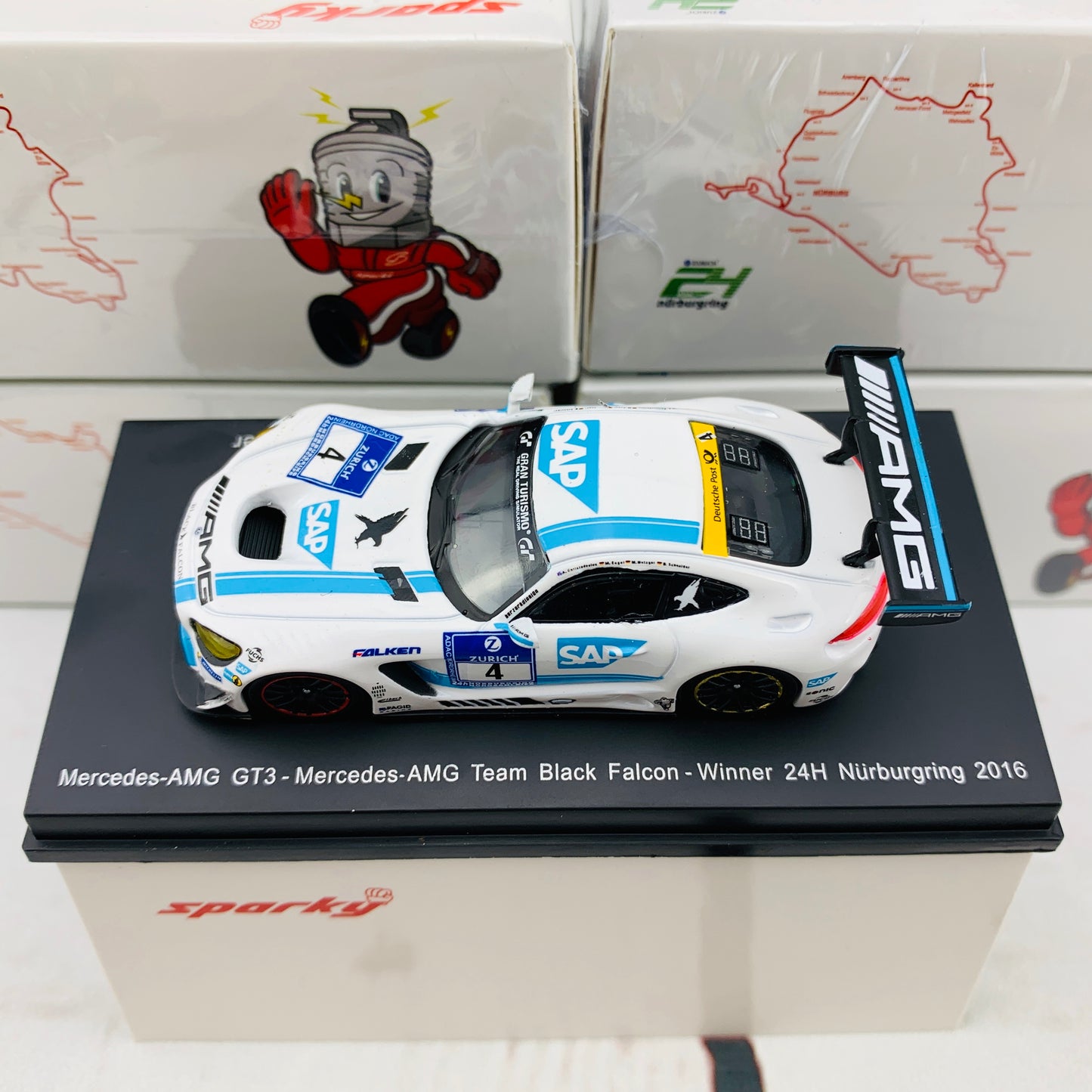 Sparky 1/64 Mercedes-AMG GT3 - Mercedes-AMG Team Black Falcon - Winner 24H Nurburgring 2016 B. Schneider - M. Engel - A. Christodoulou - M. Metzger Y156