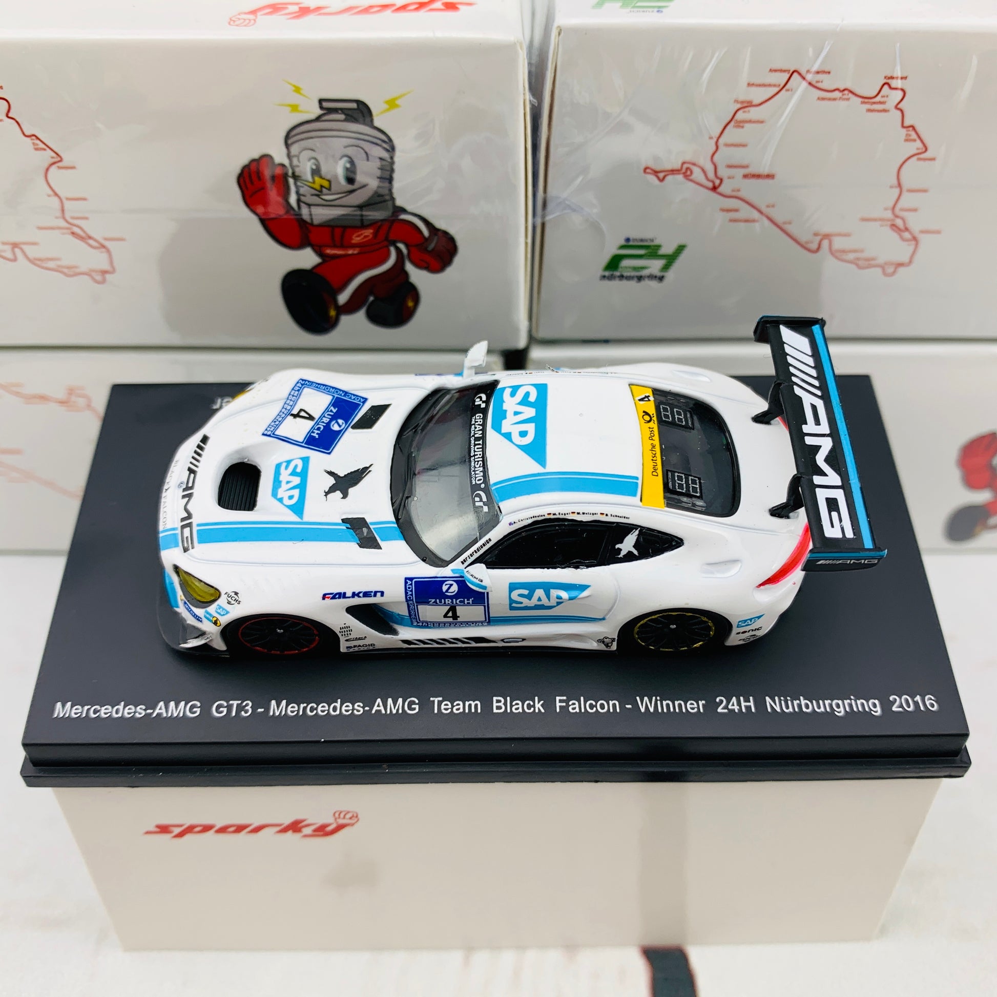 Sparky 1/64 Mercedes-AMG GT3 - Mercedes-AMG Team Black Falcon - Winner 24H Nurburgring 2016 B. Schneider - M. Engel - A. Christodoulou - M. Metzger Y156