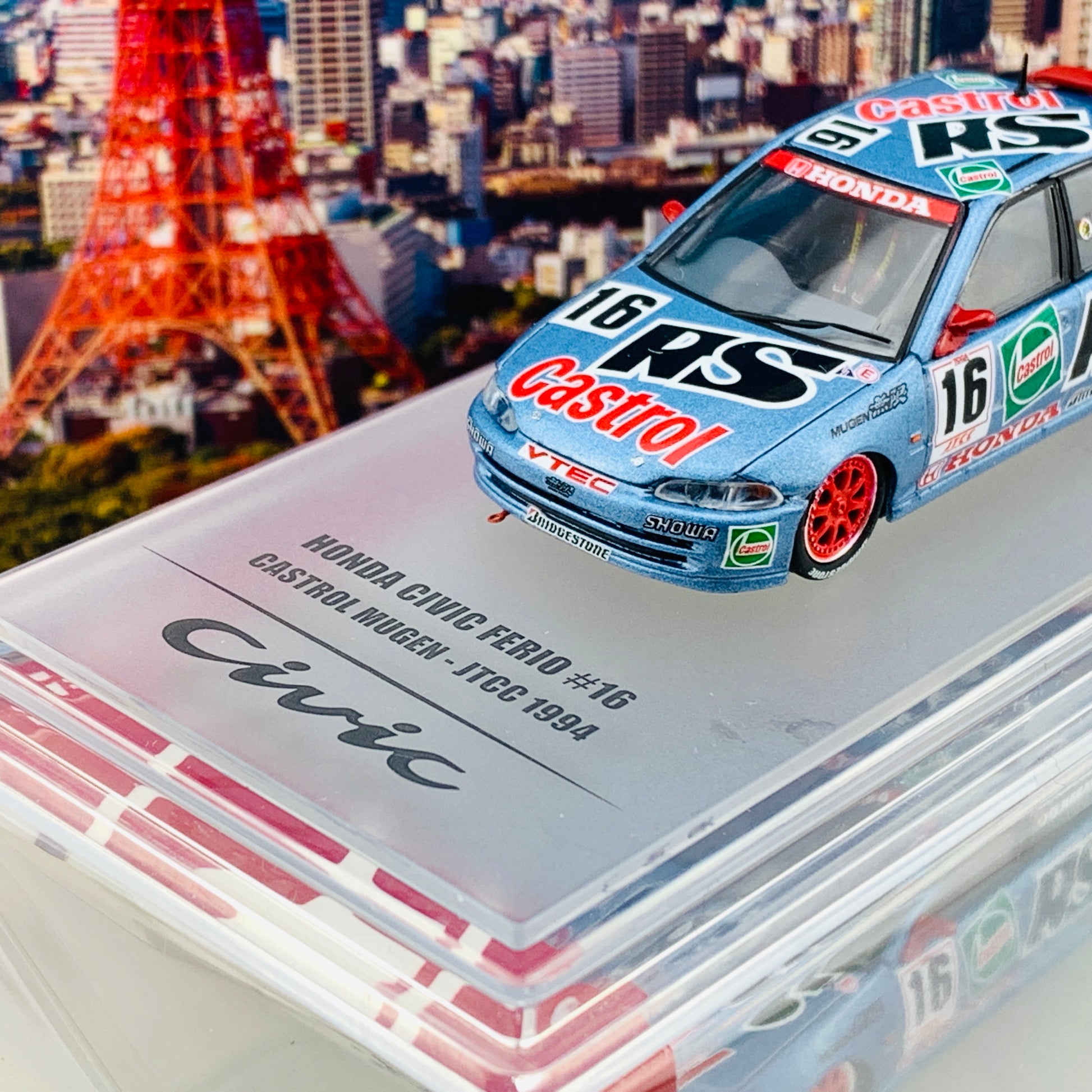 INNO64 1/64 HONDA CIVIC FERIO Gr.A #16 “CASTROL MUGEN – JTCC 1994 IN64-EG9-RS94