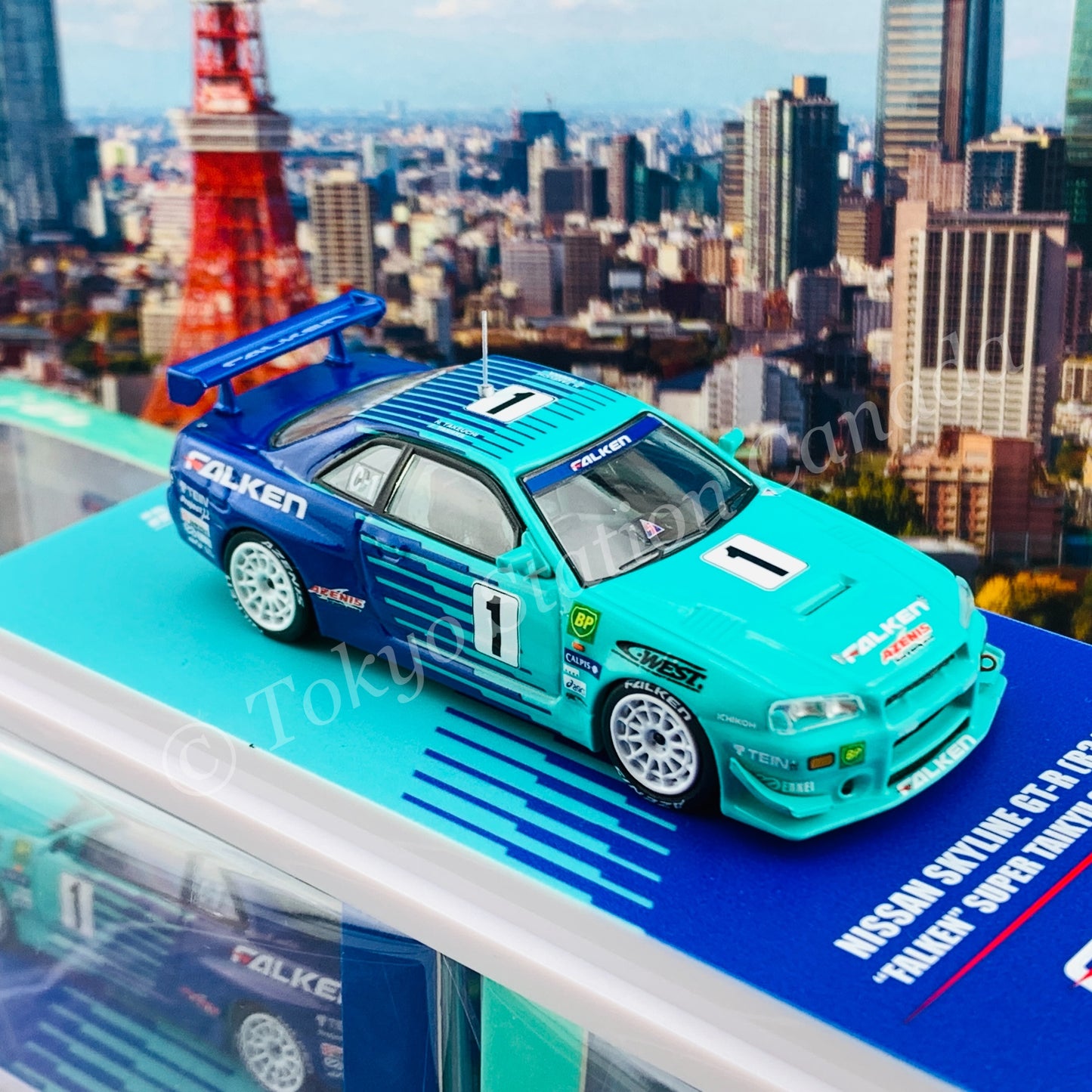 INNO64 1/64 NISSAN SKYLINE GT-R R34 #1 "FALKEN" Super Taikyu 2001 Winner IN64-R34RA-FAL
