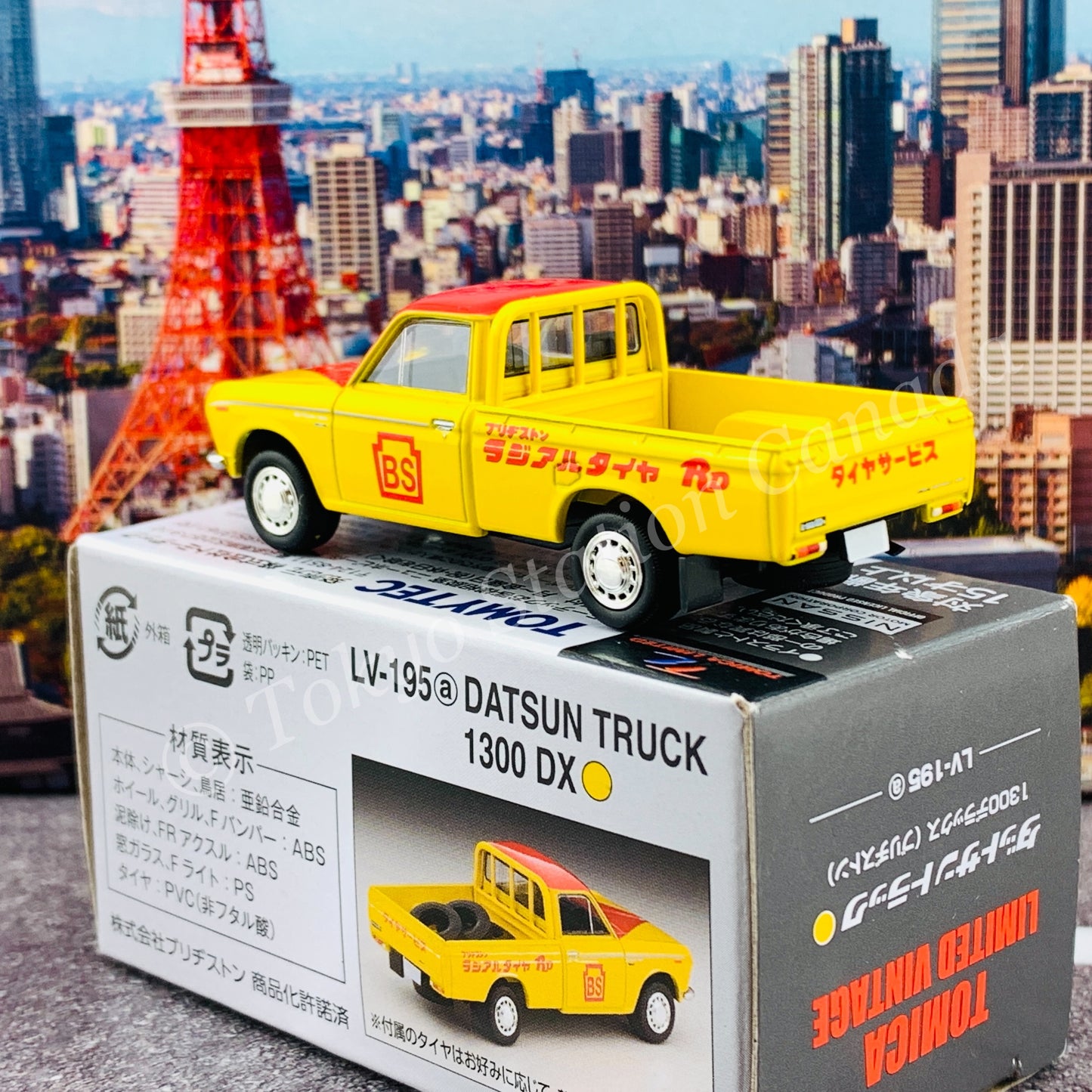 Tomytec Tomica Limited Vintage 1/64 Datsun Truck 1300 DX (Bridgestone) LV-195a