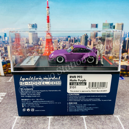 Ignition Model 1/64 RWB 993 Matte Purple With Mr. Nakai metal figurine IG2151